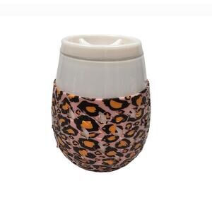 Goverre Portable Stemless No-Spill Silicone Wine Glass Tumbler Pink Leopard 10oz